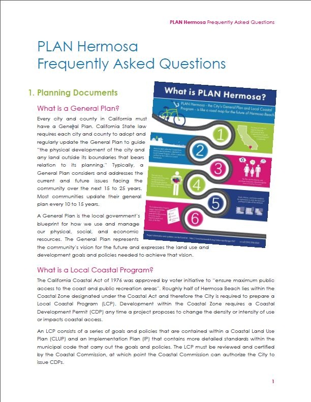 PLAN Hermosa Frequently Asked Questions (FAQs)