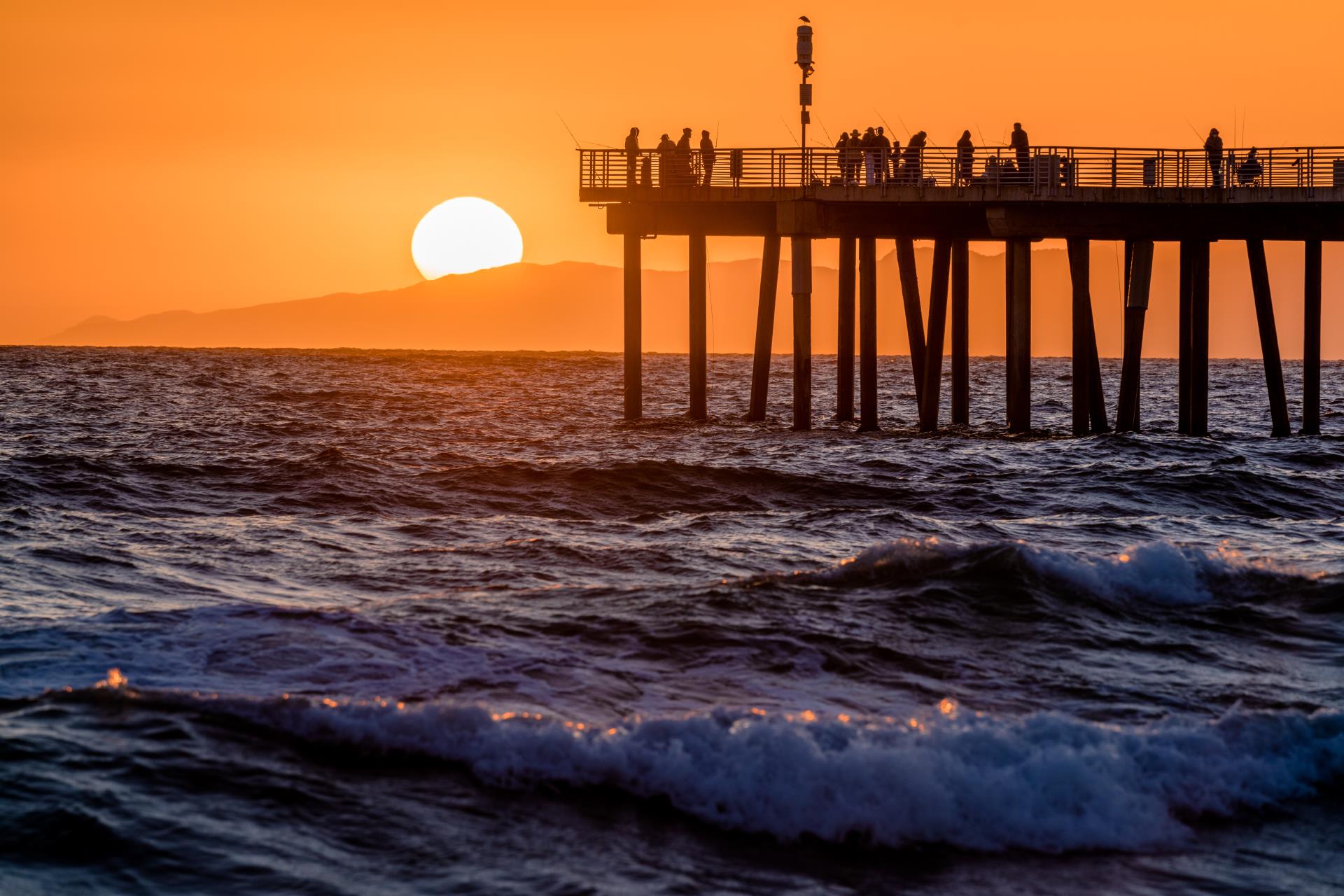 Hermosa Pier, ocean and sunset