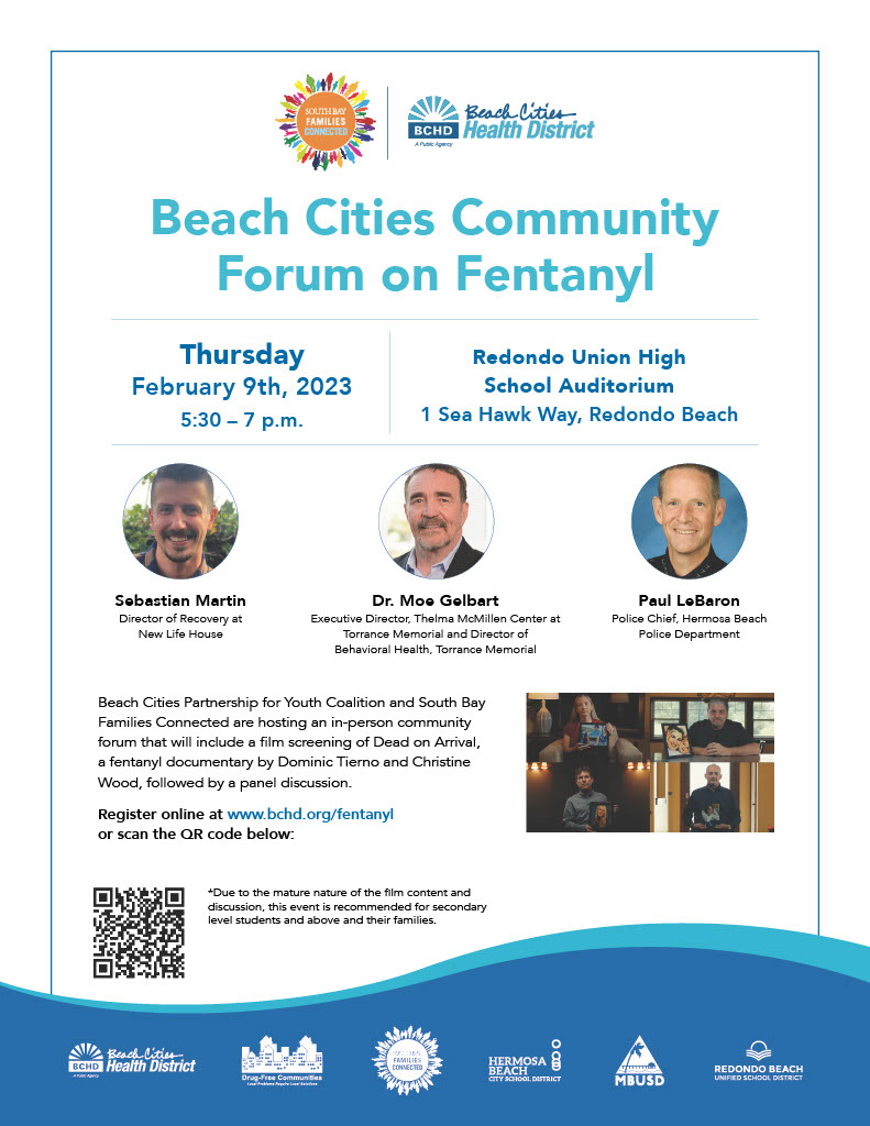 Flyer for Fetanyl Forum on Feb. 9 2023 at Redondo Union High School